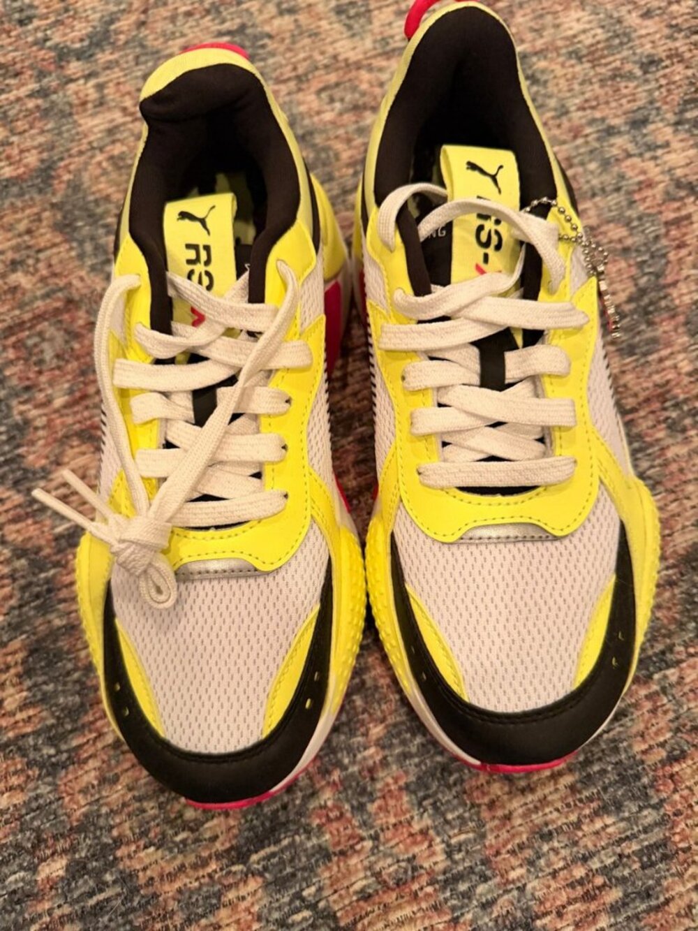 PUMA RS-X Electric Lights White Fizzy Yellow Sneakers Women's 7